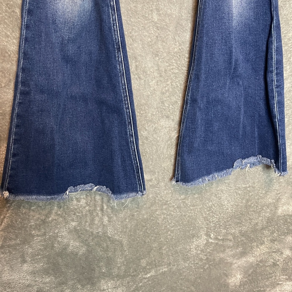 Kancan Women High Rise Super Flare Jean 26 Distressed Festival Cowgirl Glam - Picture 5 of 13